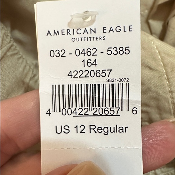 AMERICAN EAGLE HIGH RISE WIDE LEG STRETCH TROUSERS BEIGE WOMEN’S SIZE 12 - Picture 16 of 16